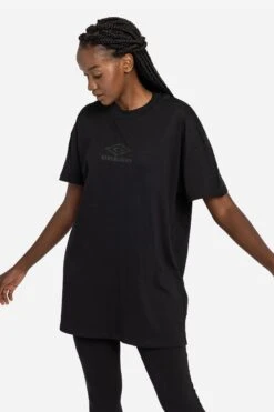 Umbro Oversized Diamond Taped Black T-Shirt Dress