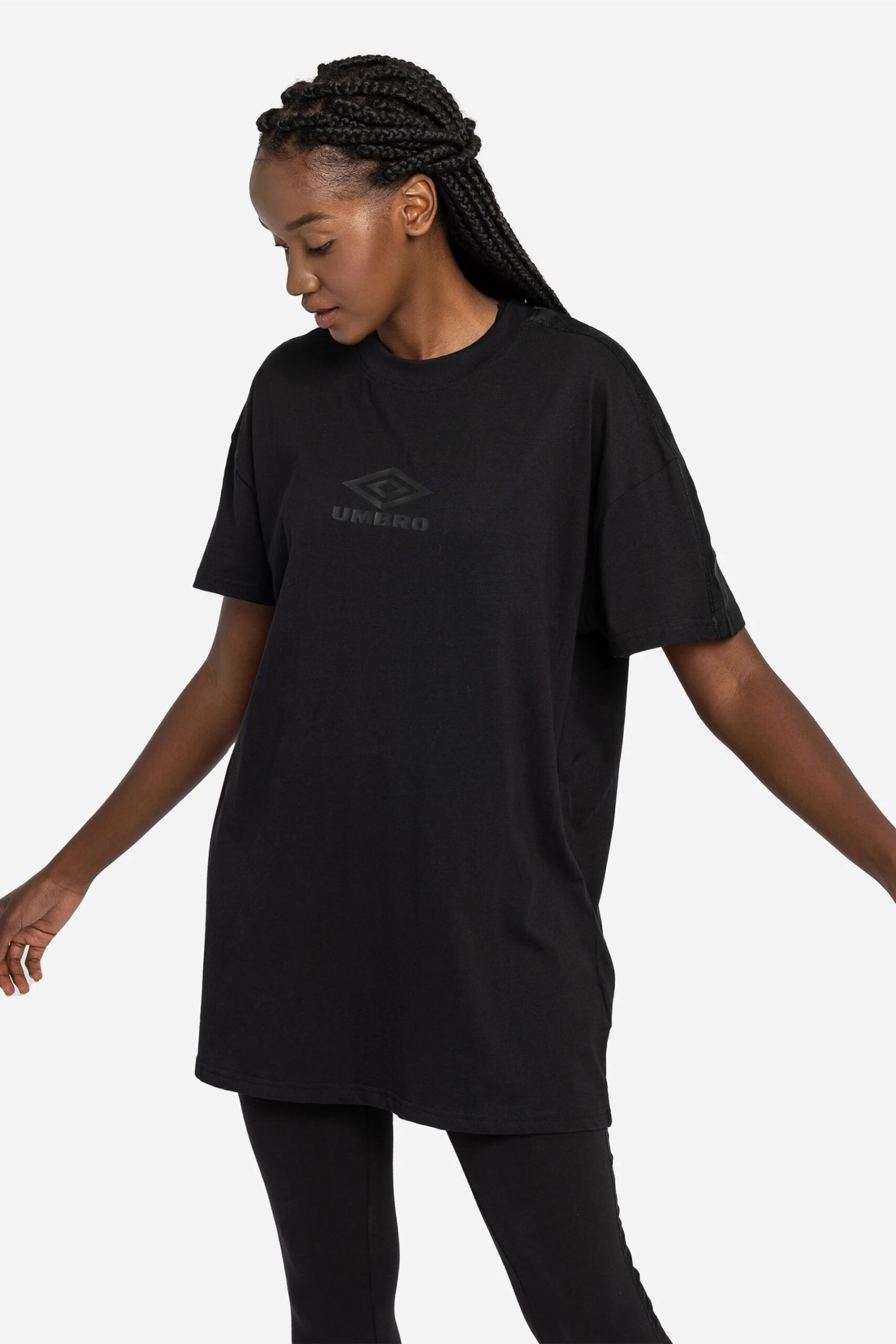 Umbro Oversized Diamond Taped Black T-Shirt Dress